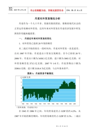 丹麦对外贸易及中丹贸易分析