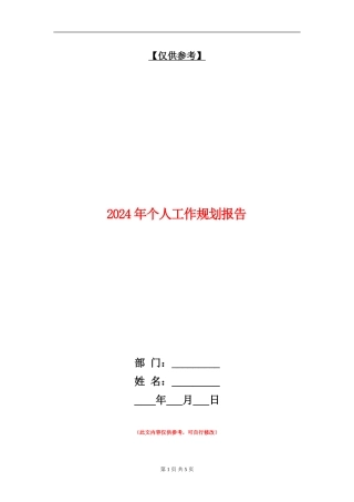2024年个人工作规划报告
