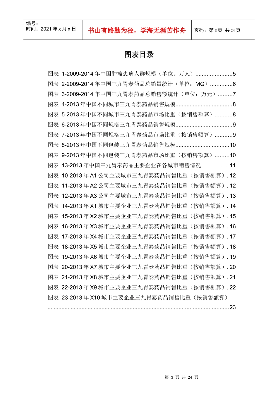 X年三九胃泰药品销售数据市场调研报告_第3页