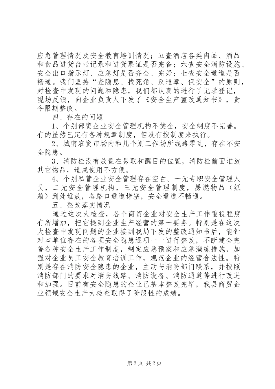 商贸领域安全生产大检查的工作总结_第2页