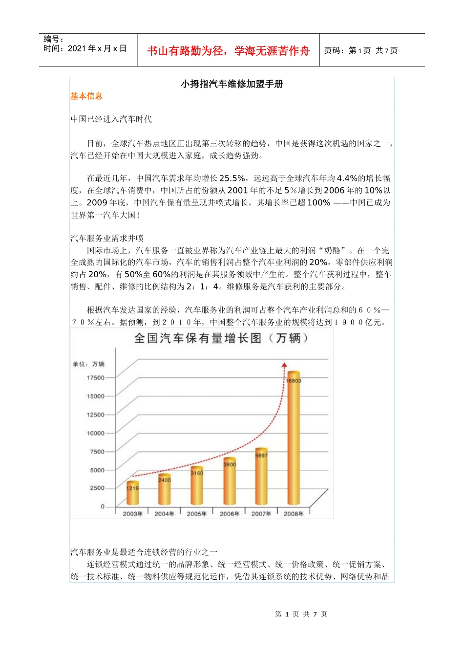 小拇指汽车维修加盟手册_第1页