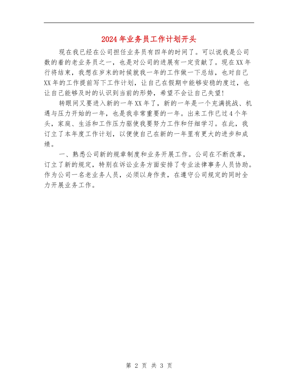 2024年业务员工作计划开头_第2页