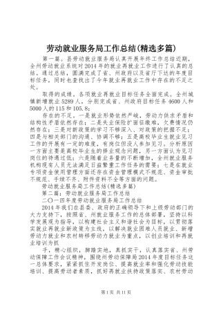 劳动就业服务局工作总结(精选多篇)