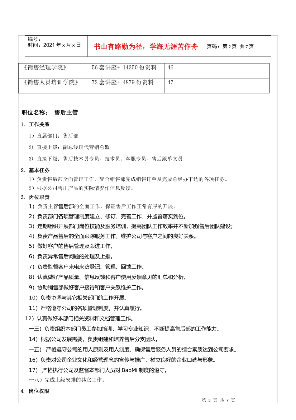 售后部各级人员岗位职责_第2页