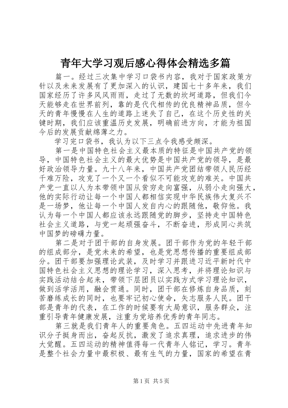 青年大学习观后感心得体会精选多篇_第1页