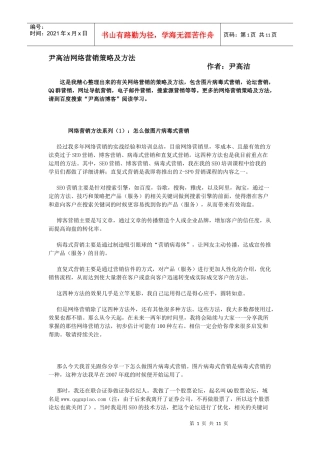尹高洁网络营销策略及方法