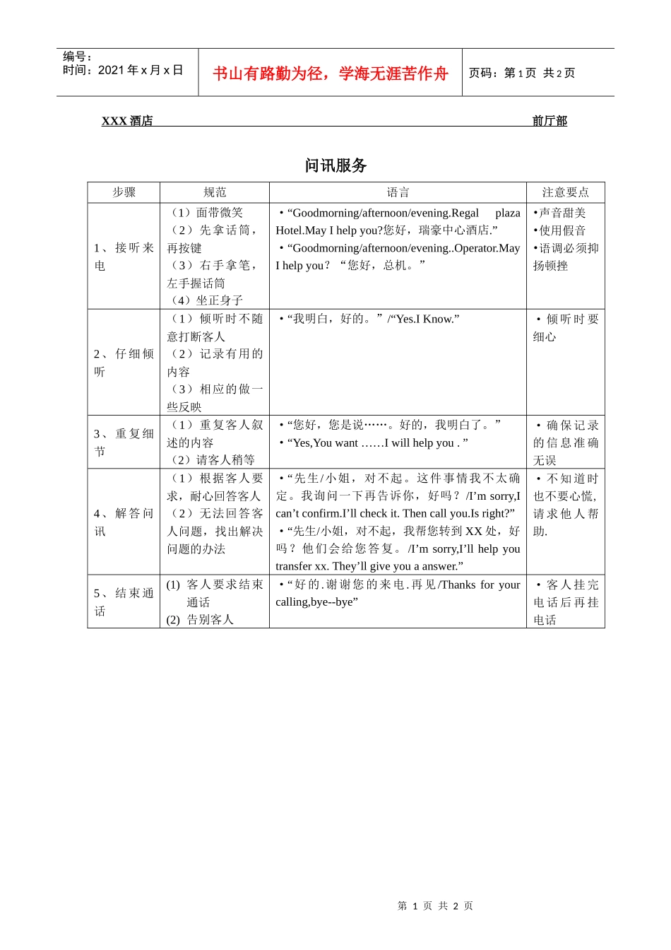 总台操作流程-问讯服务_第1页