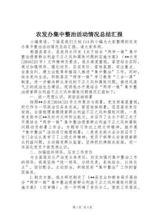 农发办集中整治活动情况总结汇报