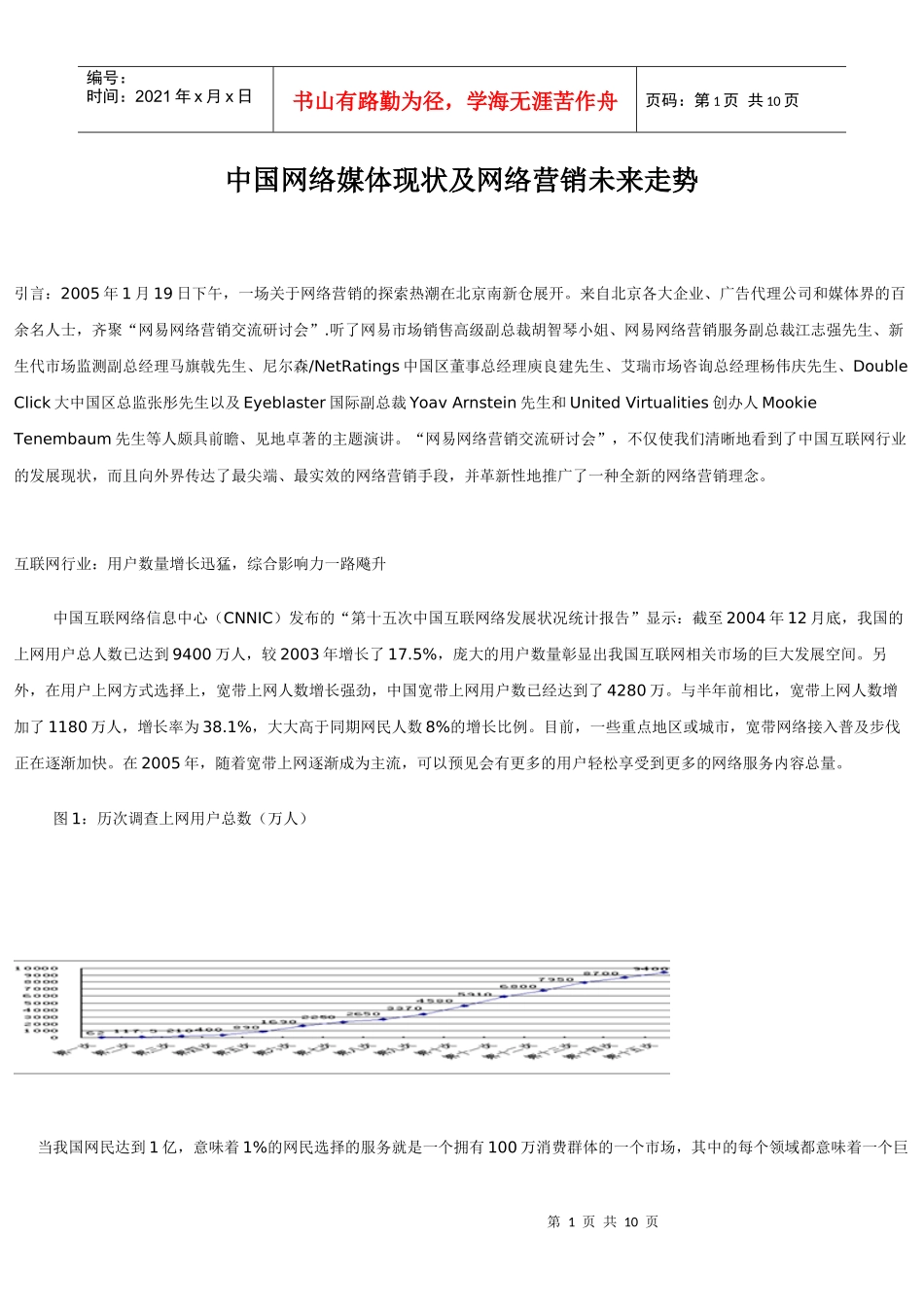 中国网络媒体现状及网络营销未来走势_第1页