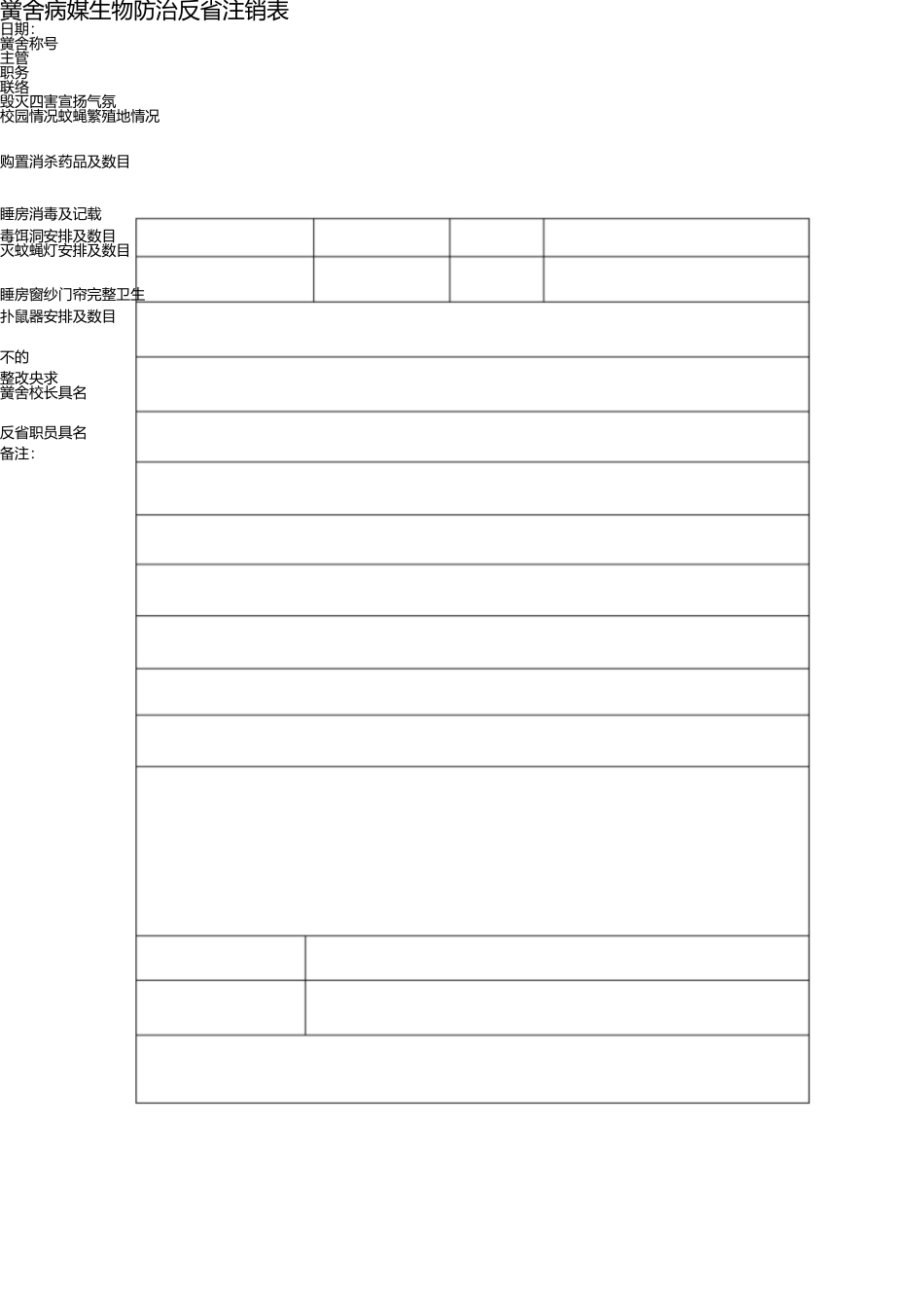 学校病媒生物防治检查登记表 _第1页