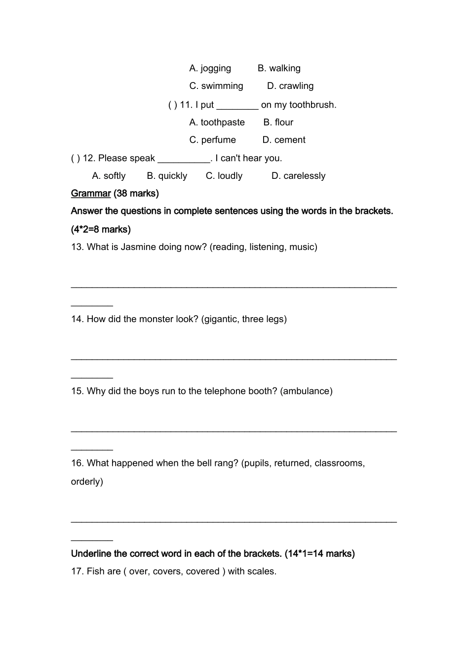 新加坡小学二年级英语试卷PRACTICE 12 _第2页