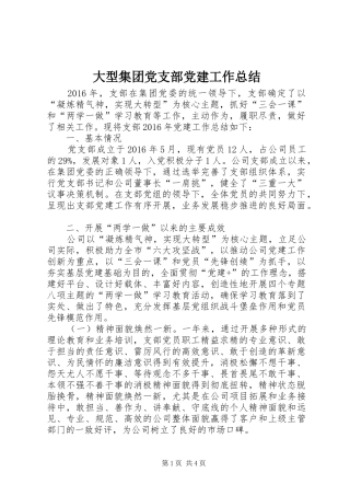 大型集团党支部党建工作总结