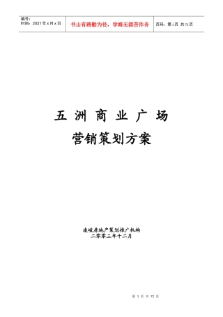 XXXX0215_长沙_凌峻房地产沈阳市五洲商业广场营销策划
