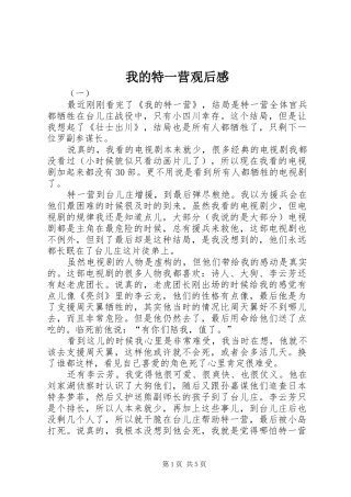 我的特一营观后感