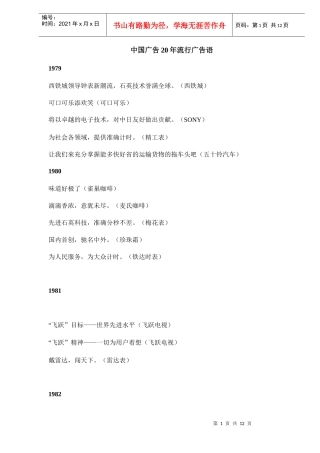 中国广告年流行广告语