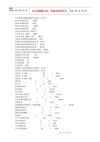 官方尊驰+骏捷维修配件价格表