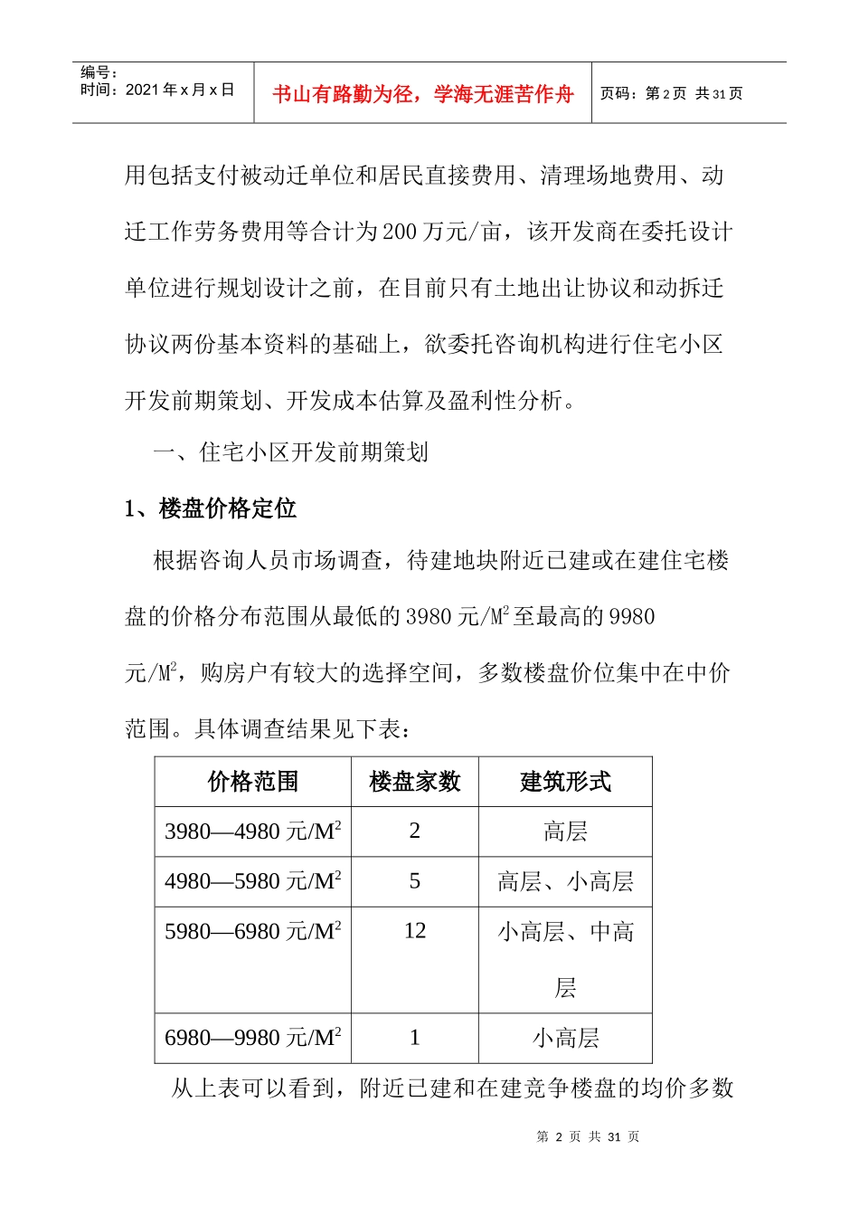 上海住宅小区开发投资咨询营销策划_第2页