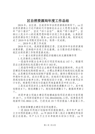 区自然资源局年度工作总结