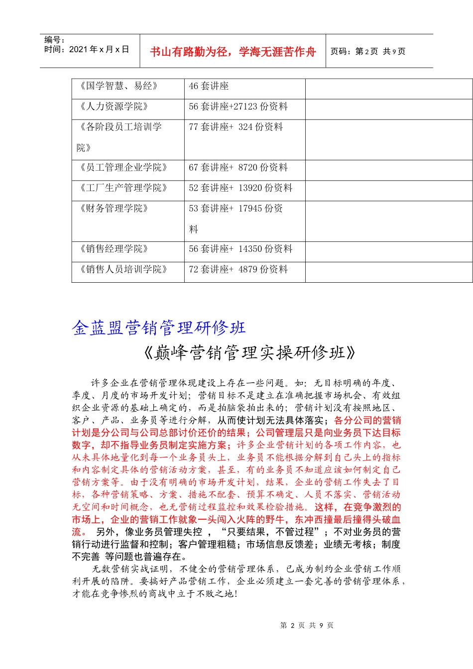 巅峰营销管理实操研修班课程大纲_第2页
