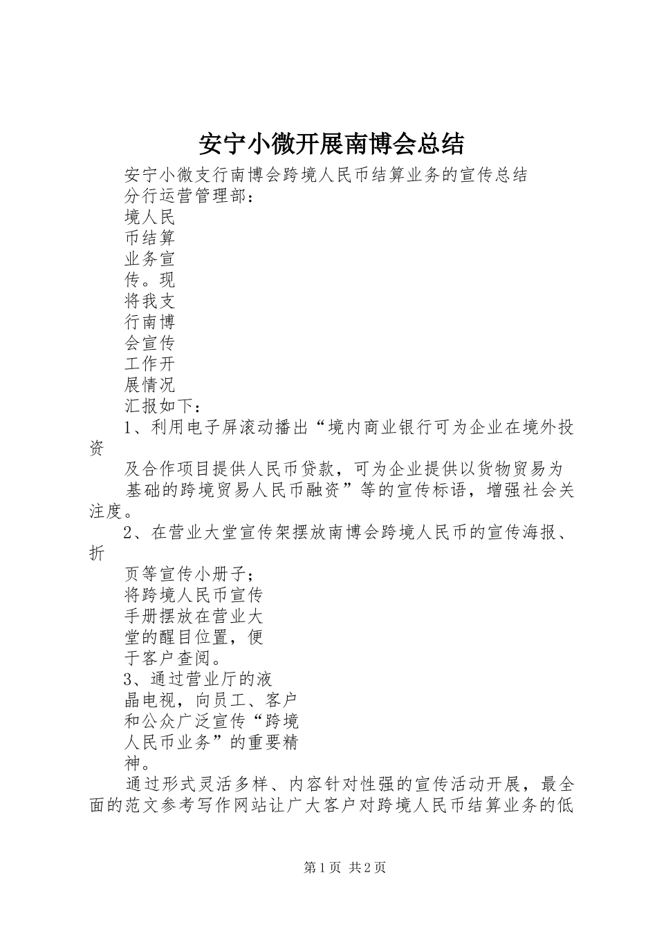 安宁小微开展南博会总结_第1页