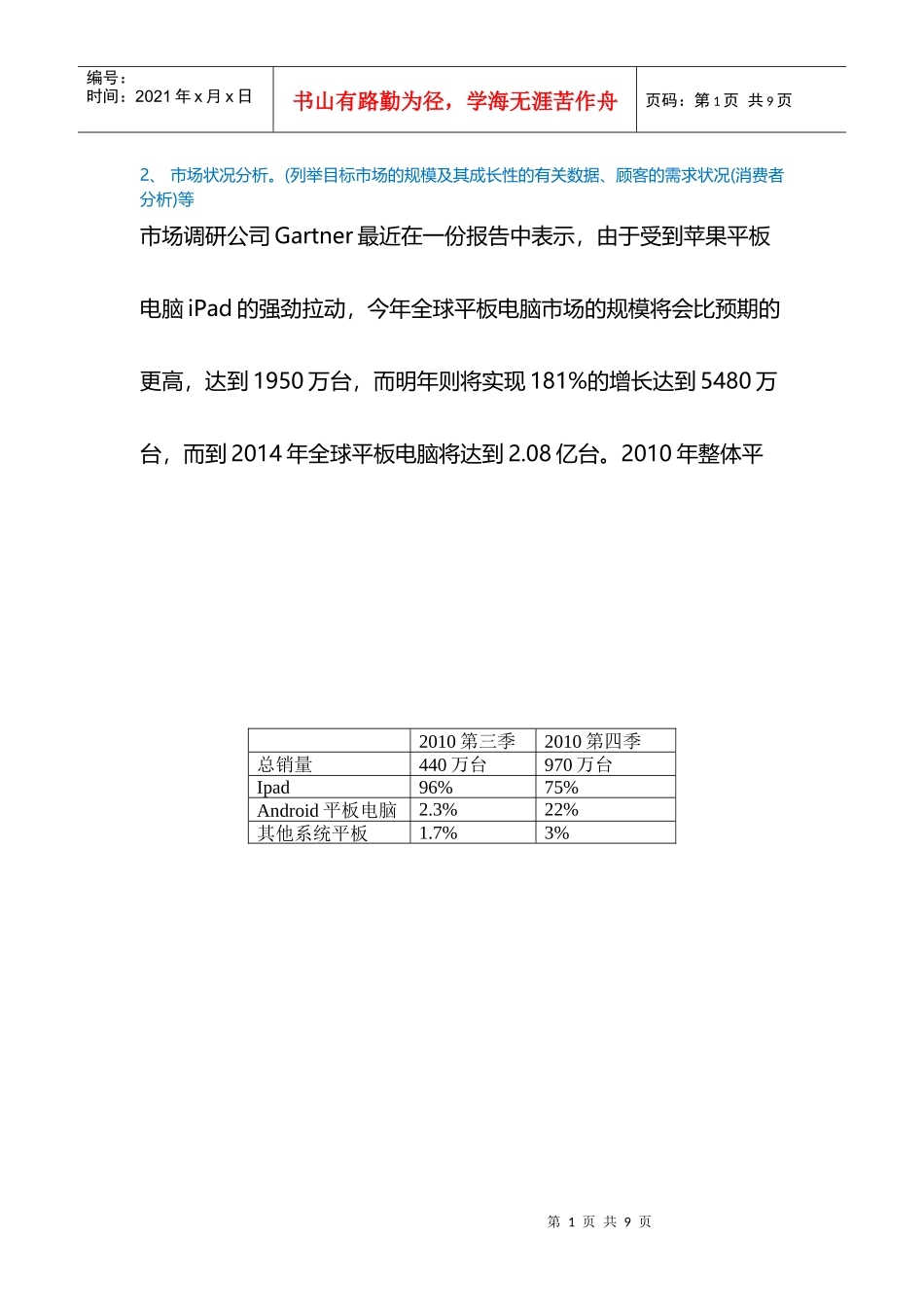 ipad市场状况分析。_第1页
