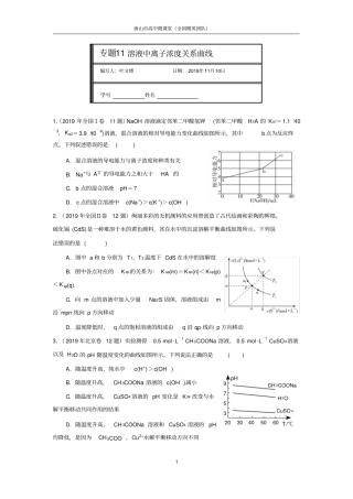 专题11溶液中离子浓度关系曲线