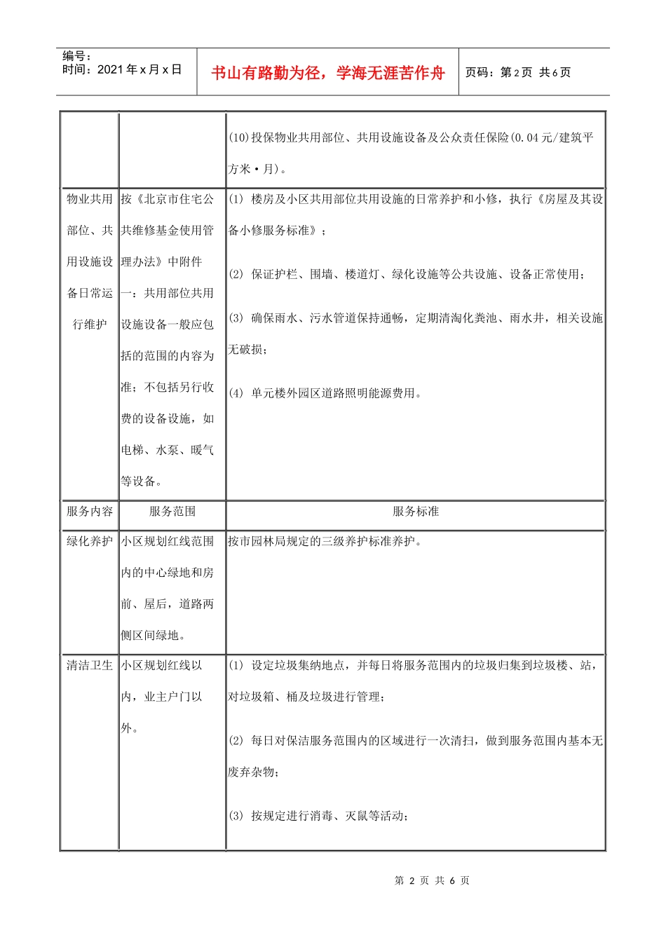 北京市经济适用住房小区物业服务收费政府指导价收费标..._第2页