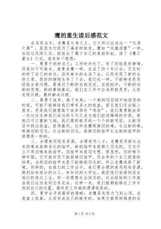 鹰的重生读后感范文
