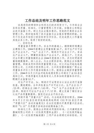 工作总结及明年工作思路范文