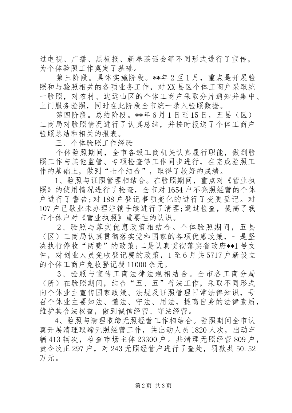 工商局个体验照工作小结范文_第2页