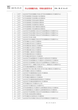 北京社区卫生服务中心目录