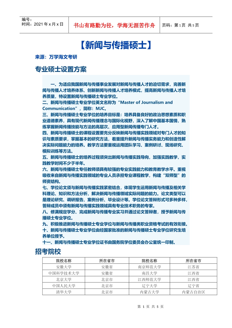 专业硕士之新闻与传播硕士_第1页