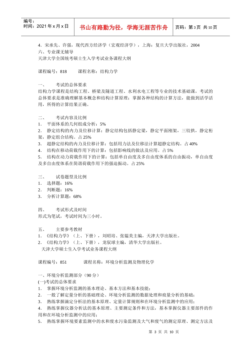 天津大学管理学院硕士生入学考试业务课程大纲_第3页