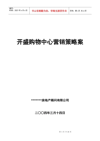 开盛购物中心营销策略案