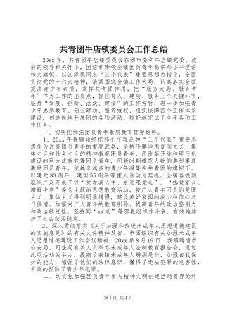 共青团牛店镇委员会工作总结
