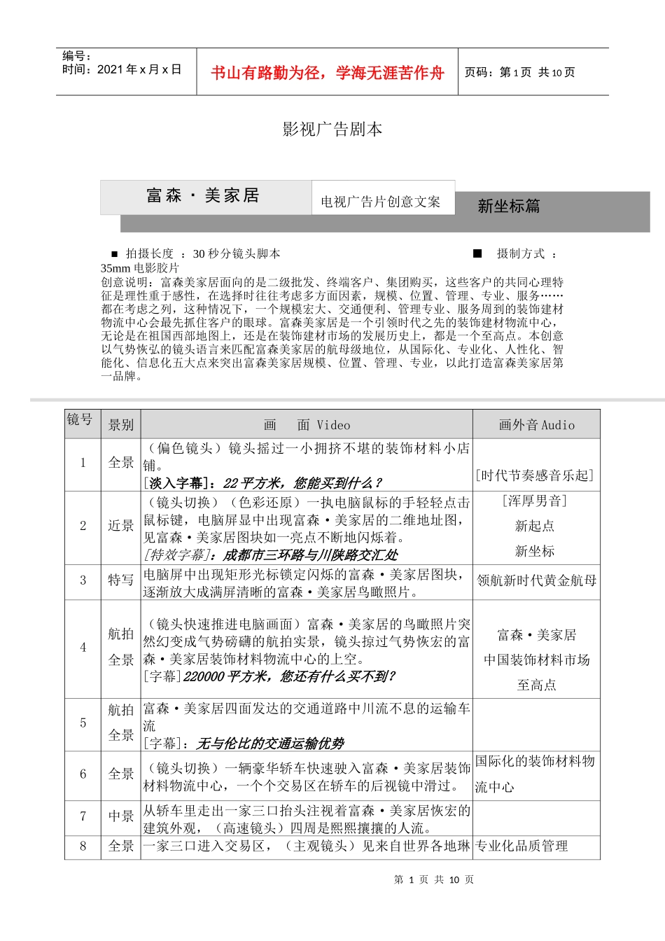 如何创作影视广告剧本？_第1页