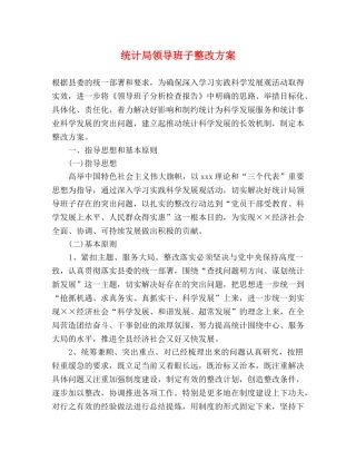 统计局领导班子整改方案 
