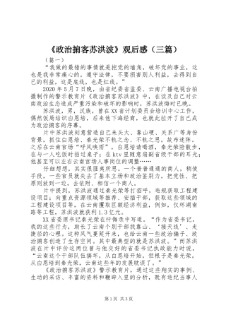 《政治掮客苏洪波》观后感（三篇）