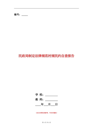 民政局制定规范村规民约自查报告
