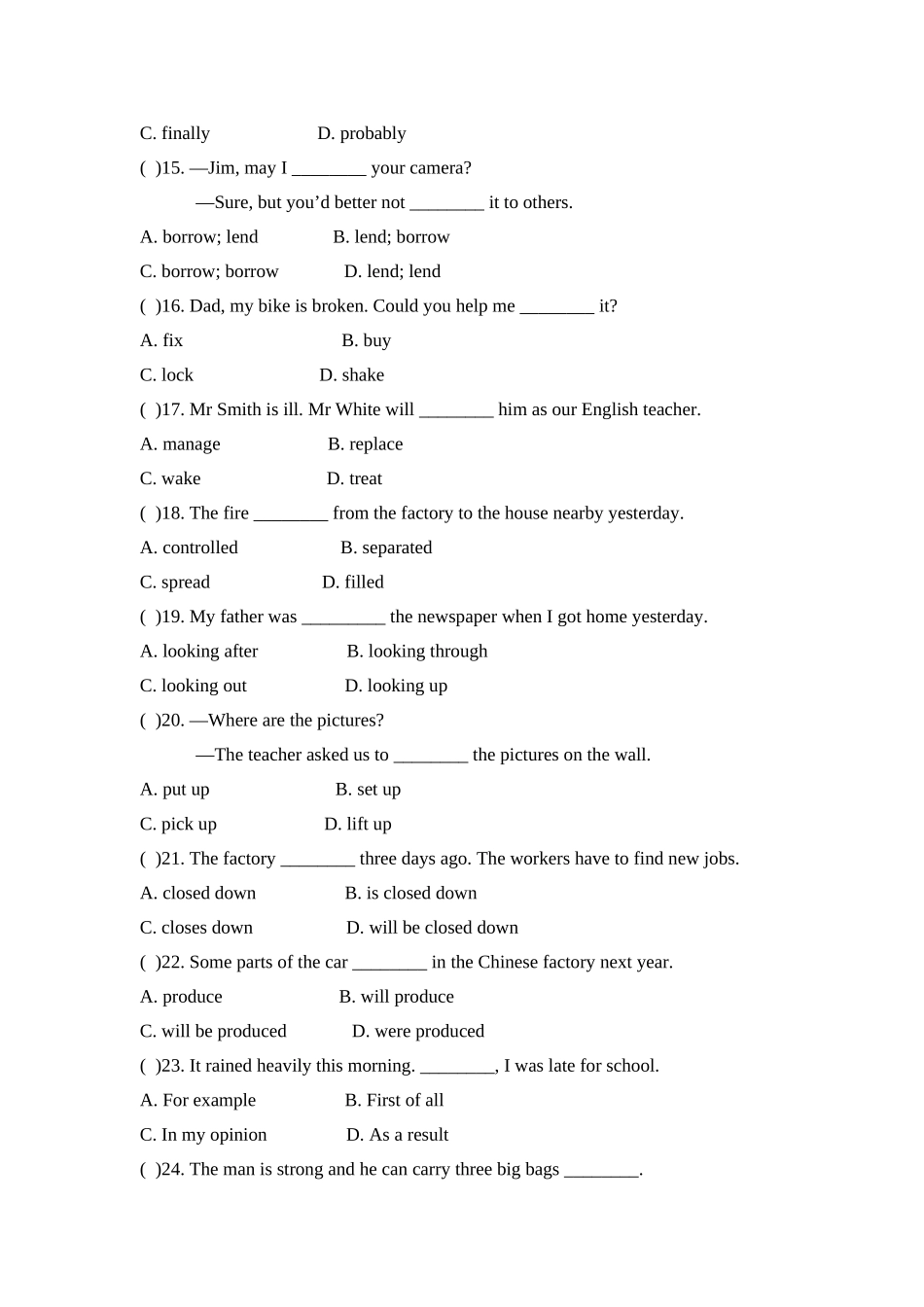 外研版九年级英语Module 9基础水平测试题及答案2 _第2页
