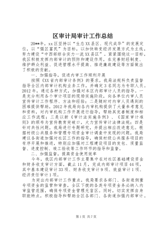 区审计局审计工作总结