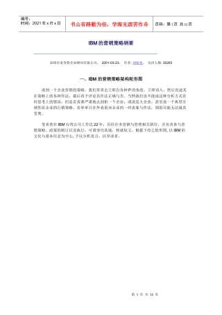 IBM营销策略框架--麦肯特