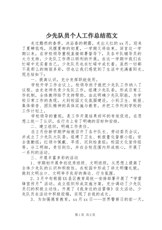 少先队员个人工作总结范文