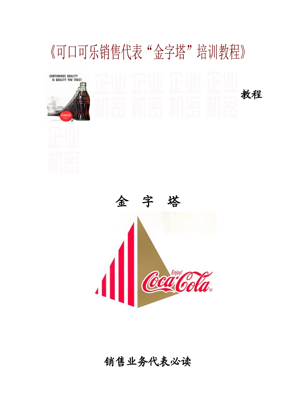 可口可乐销售代表金字塔专题培训教程_第1页