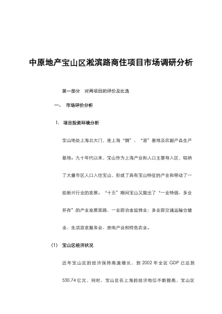 中原地产某区域项目市场调研分析