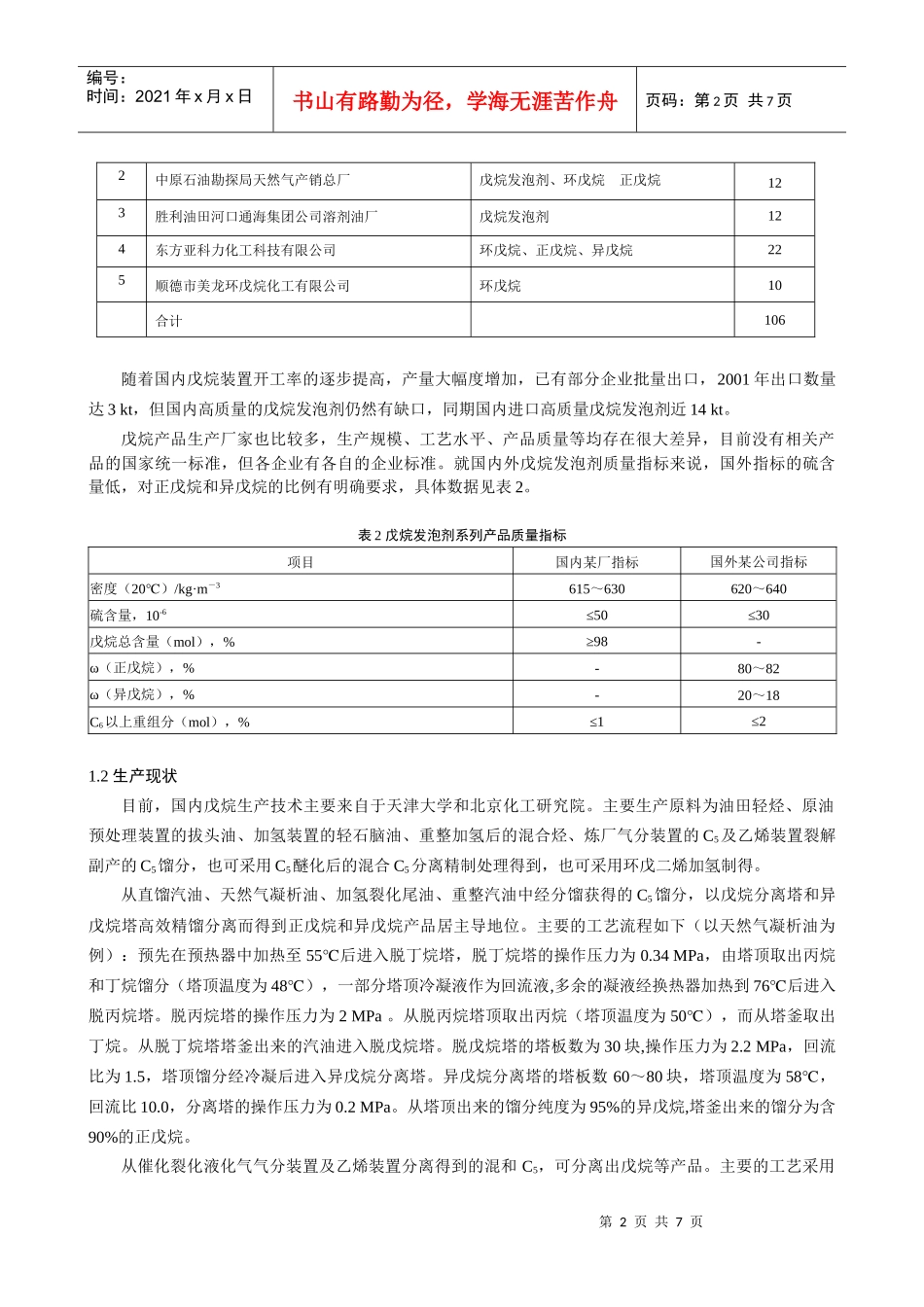 戊烷的生产与市场分析_第2页