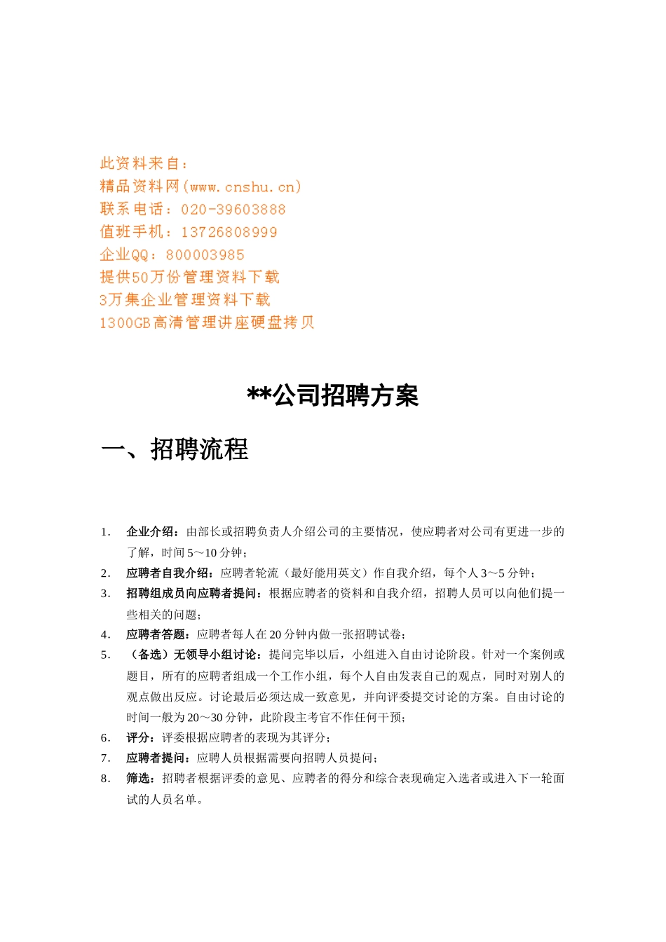 现代公司招聘方案_第1页