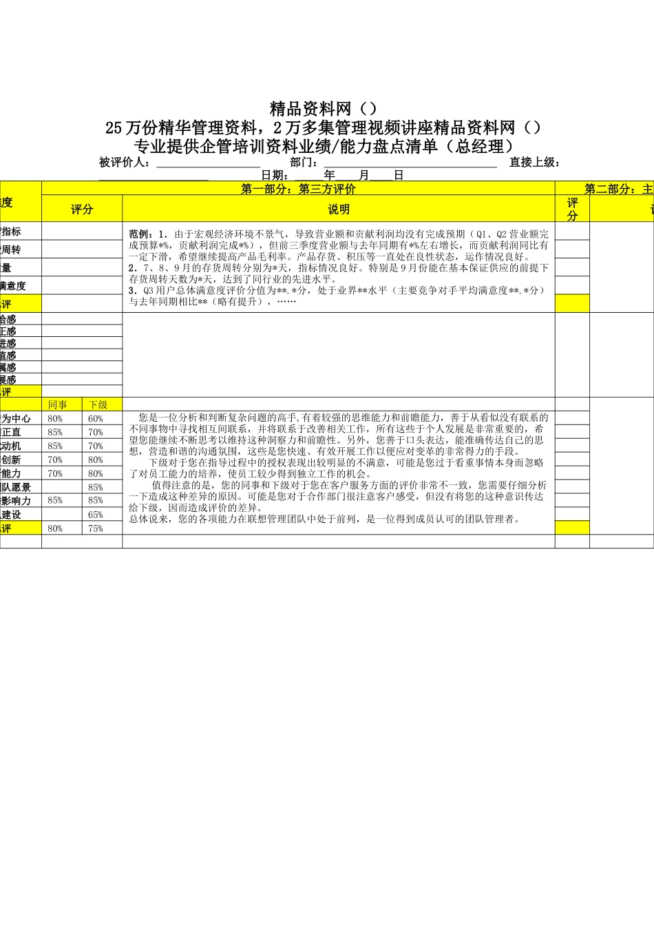 业绩能力盘点清单_第1页