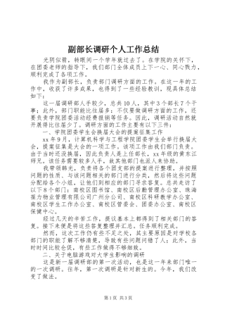 副部长调研个人工作总结