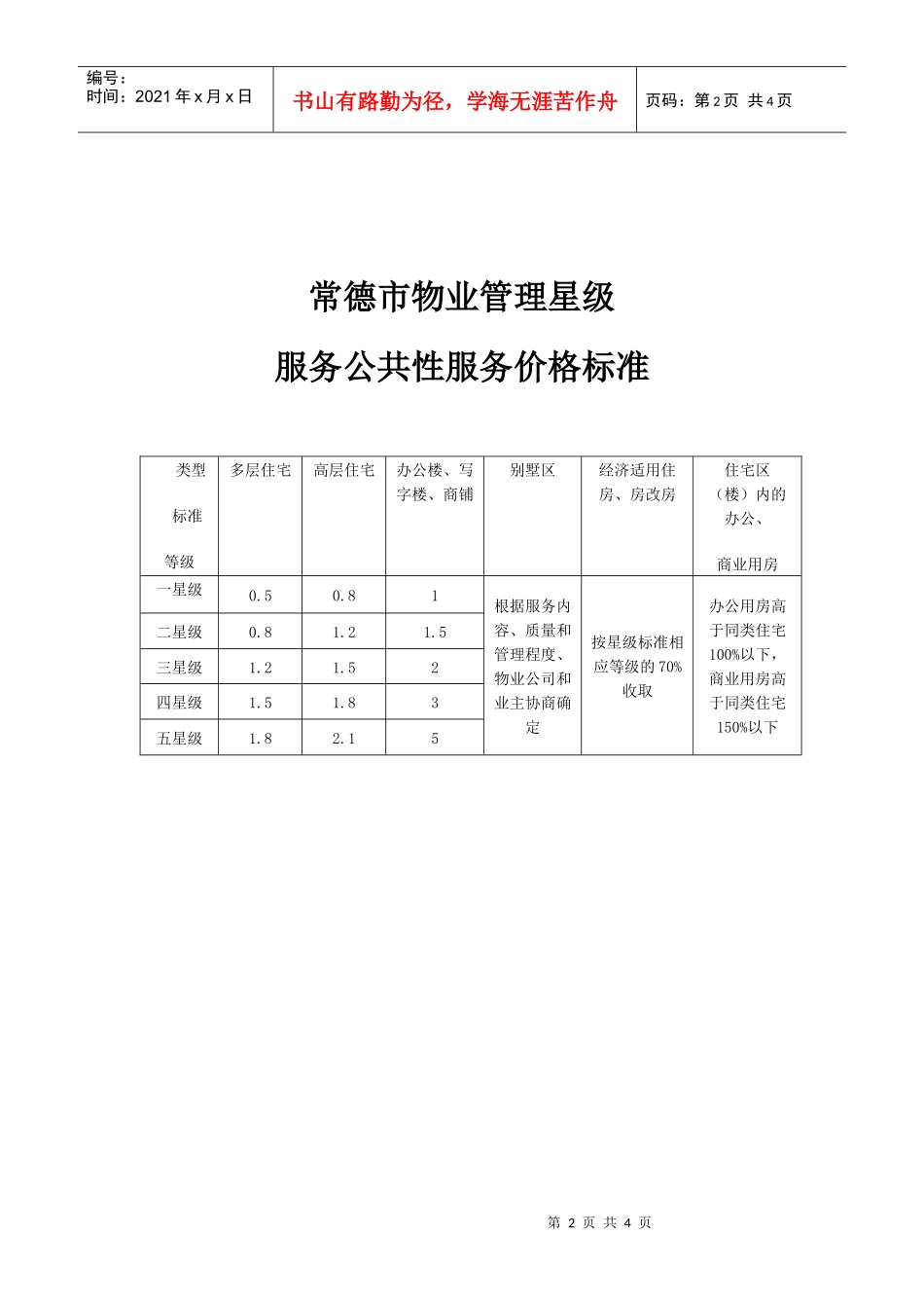 常德市物业管理服务星级标准_第2页
